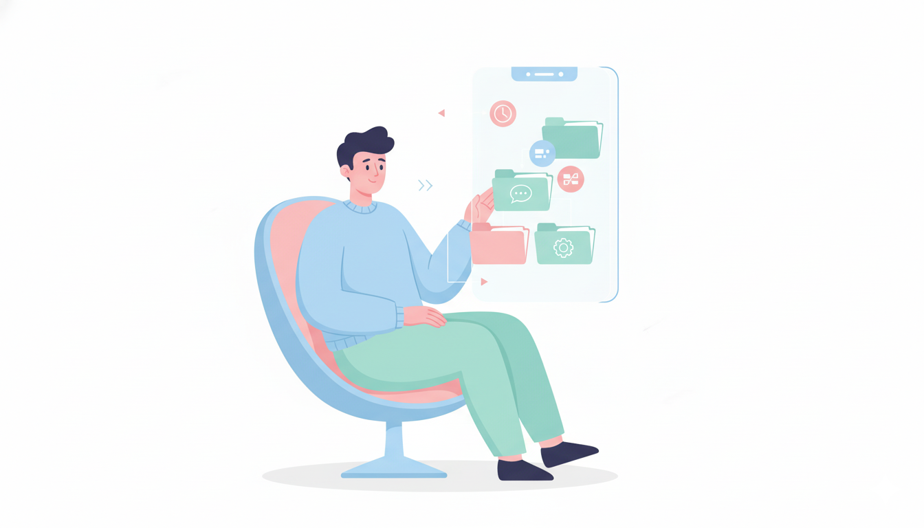 스마트폰 알림을 정리하는 모습